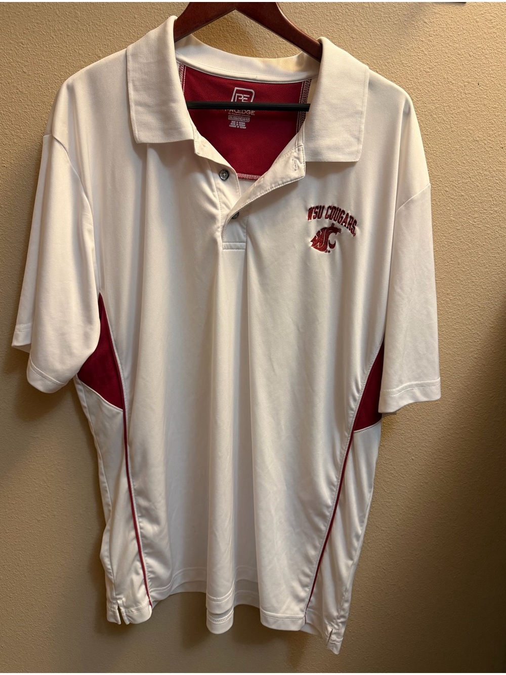 WASHINGTON STATE COUGARS WSU
Men's XXL polo Cougs crimson white short sleeve